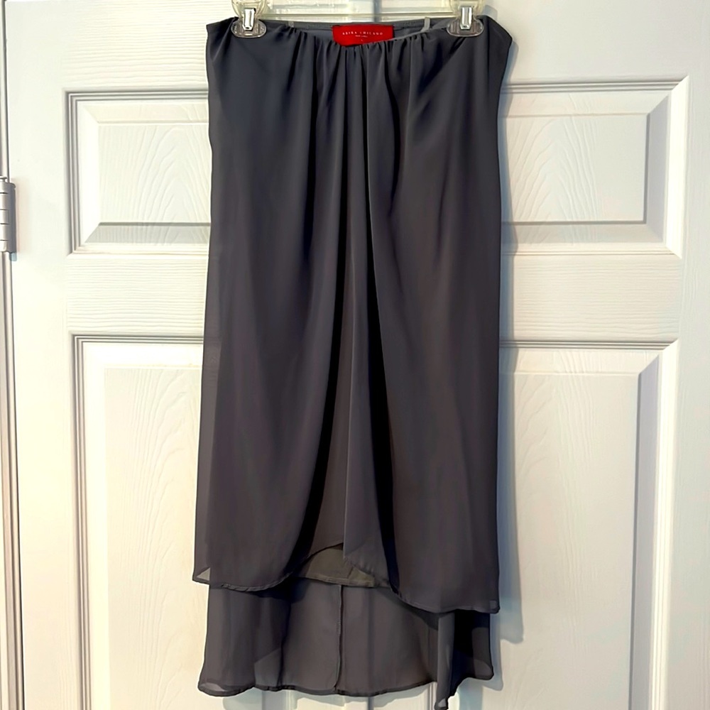 AKIRA CHICAGO grey hi-lo dress 27”front 33” back length.